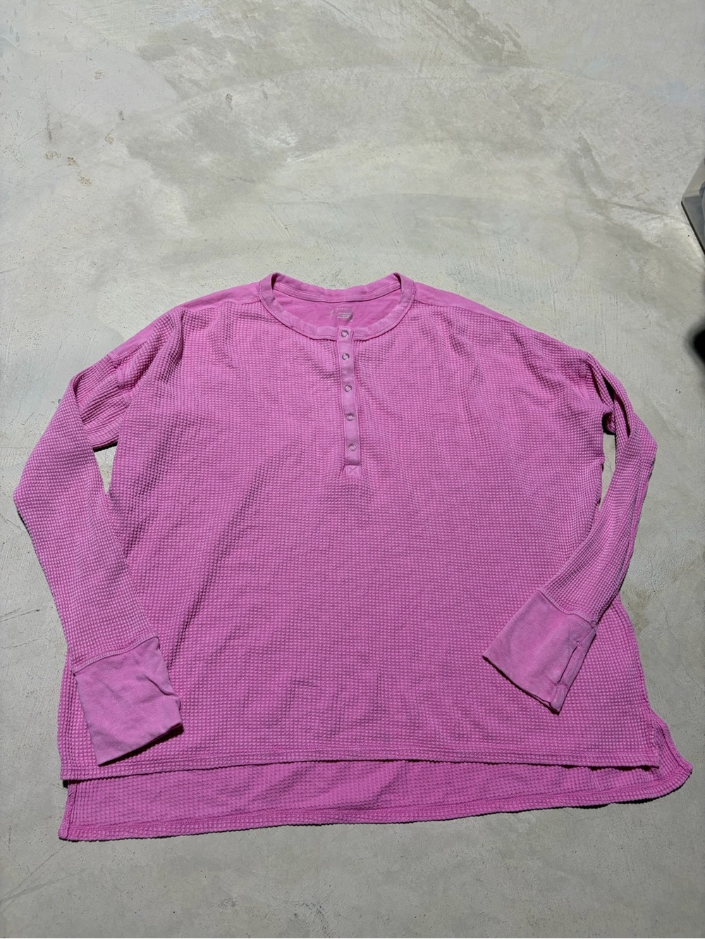 Aerie offline Pink Waffle Henley Long-Sleeve Shirt medium